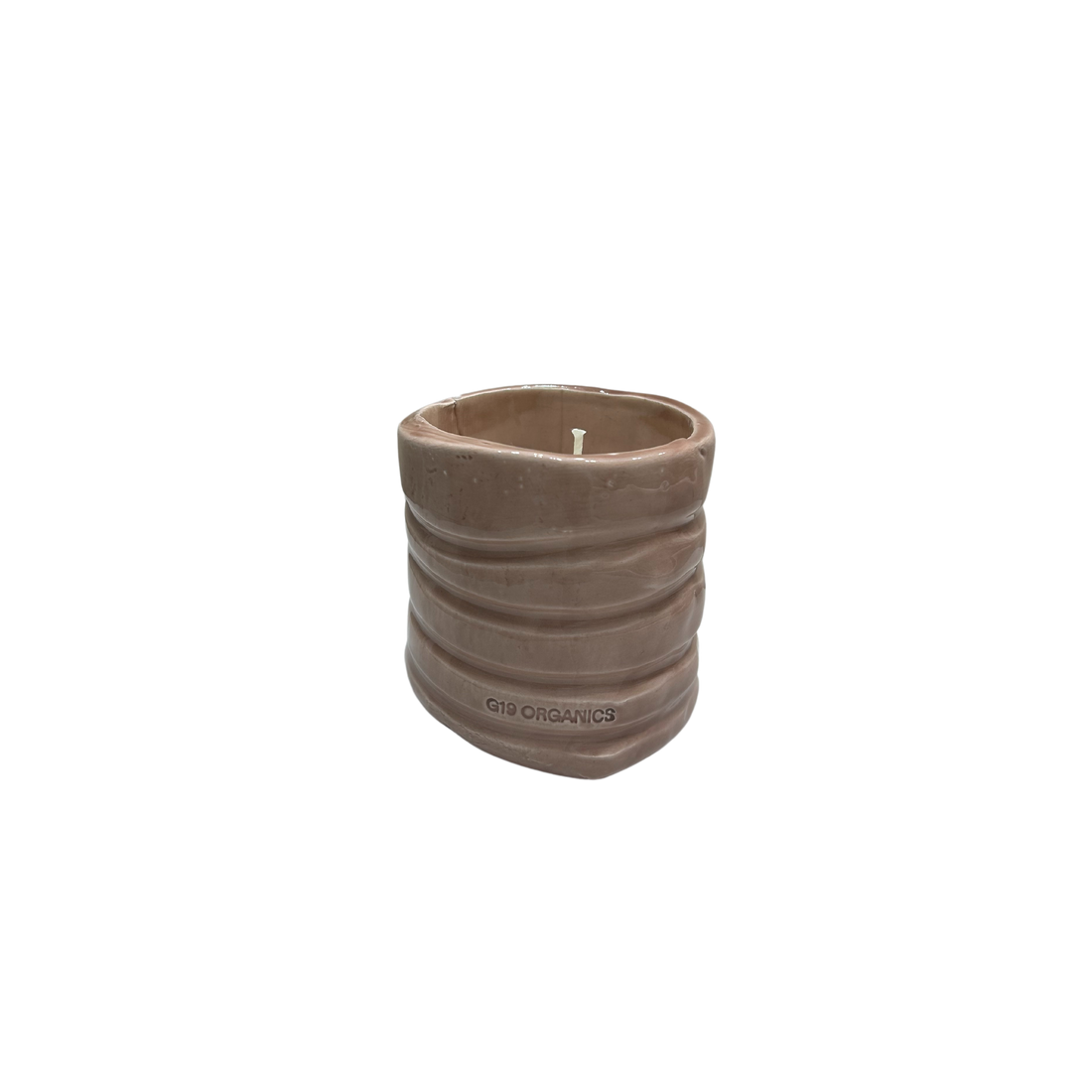 Ceramic Candle Brown Glass