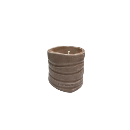 Ceramic Candle Brown Glass