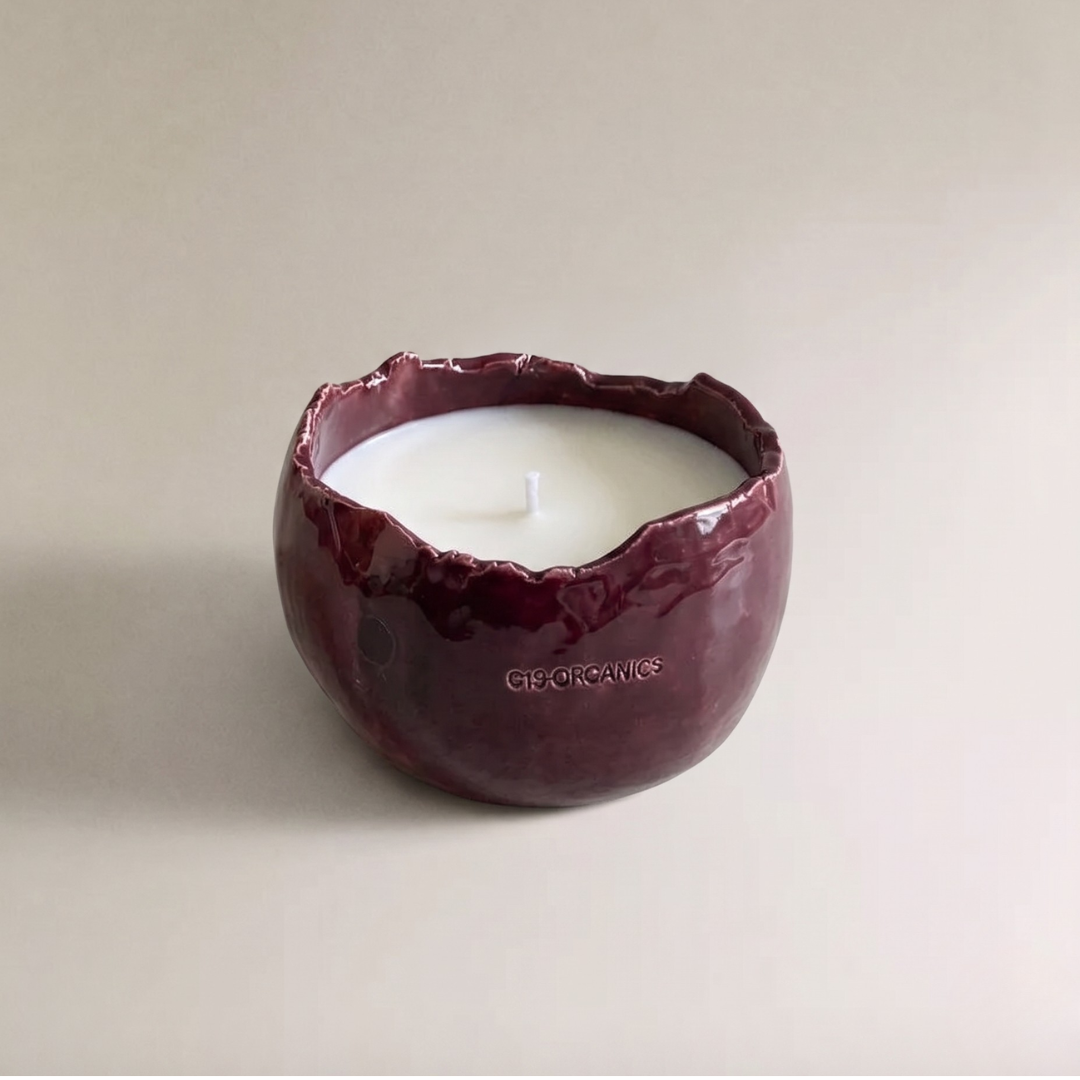 Vela Cerámica Huevo Berenjena