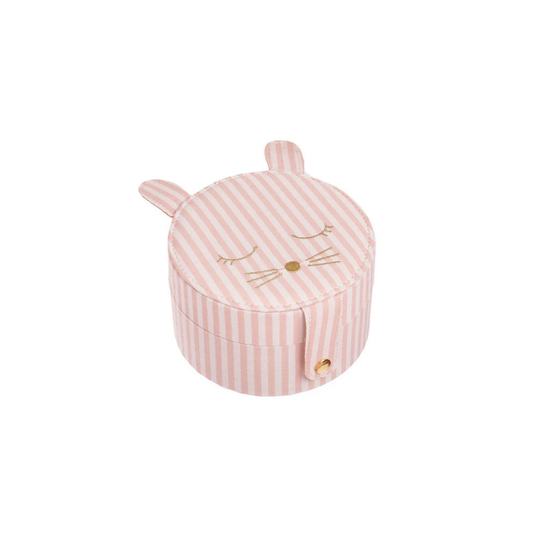 Stripy Bunny Round Jewellery Box