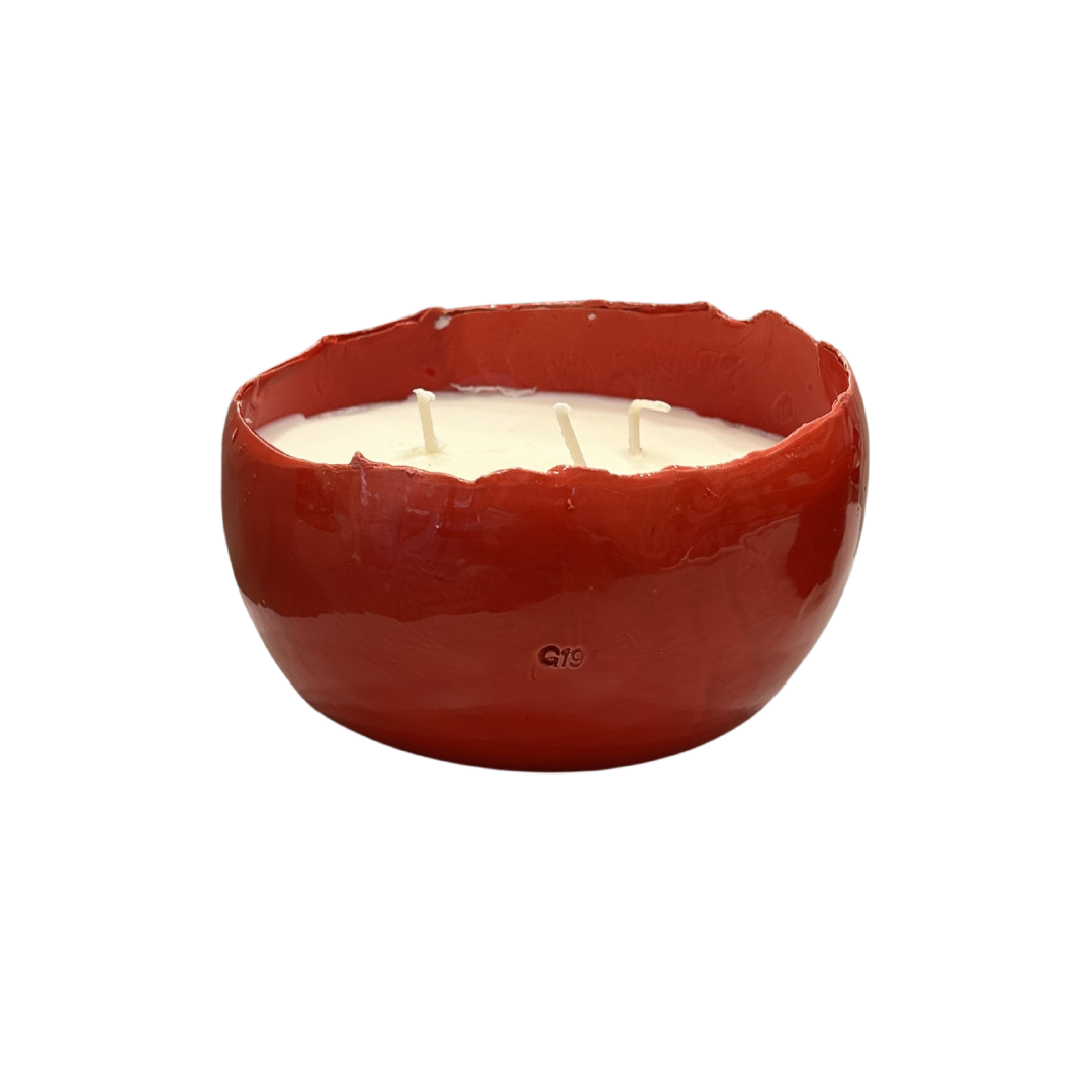 Large Red Egg Ceramic Candle