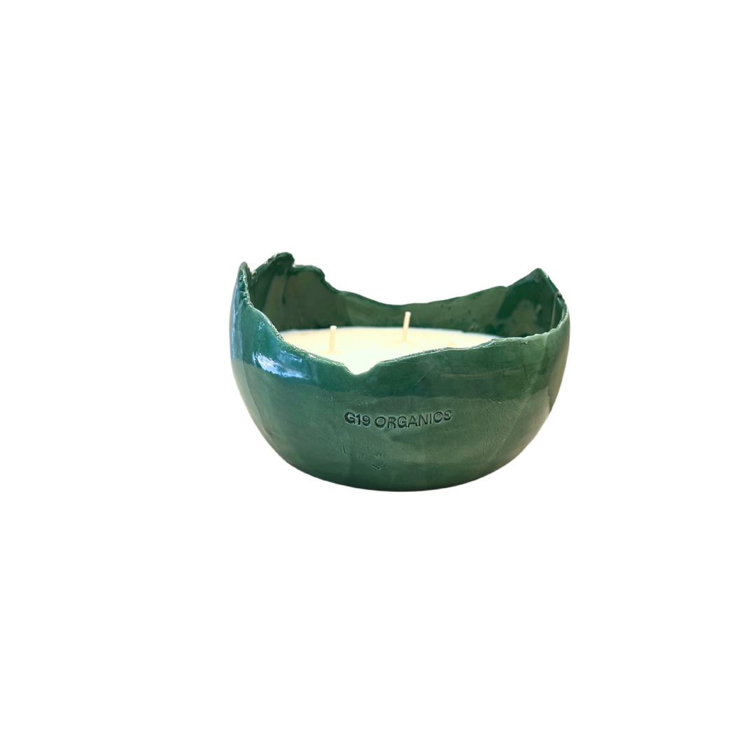 Ceramic Candle Medium Egg Green Landa