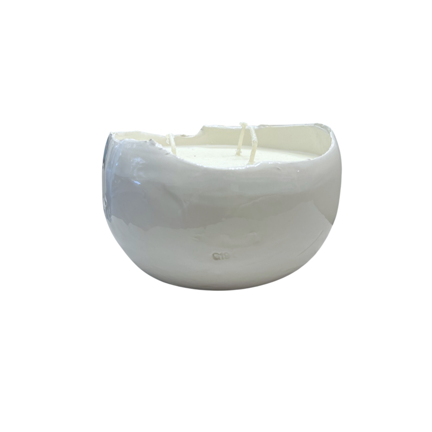 Large White Egg Ceramic Candle