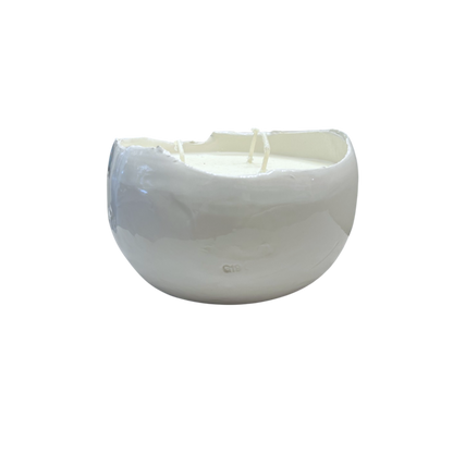 Large White Egg Ceramic Candle