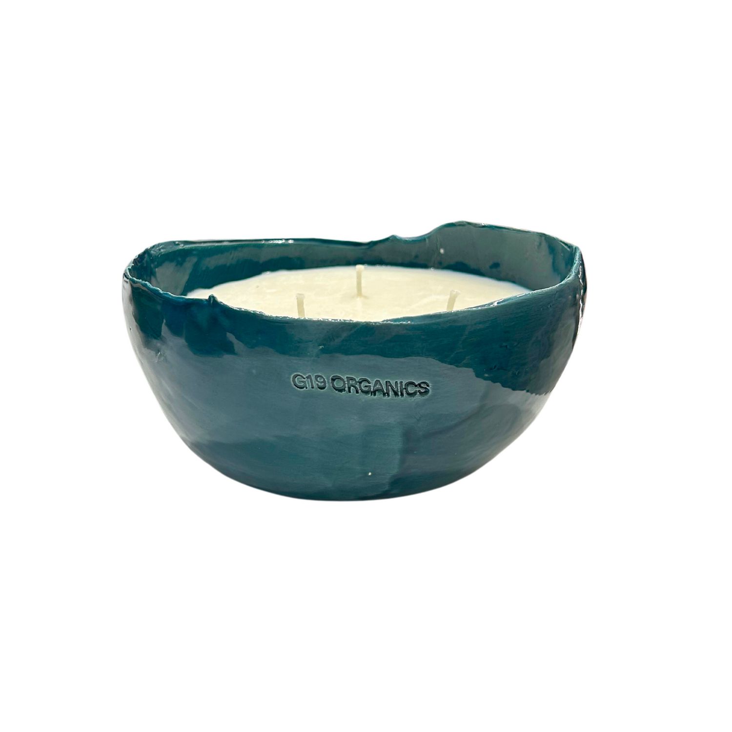 Large Turquoise Egg Ceramic Candle