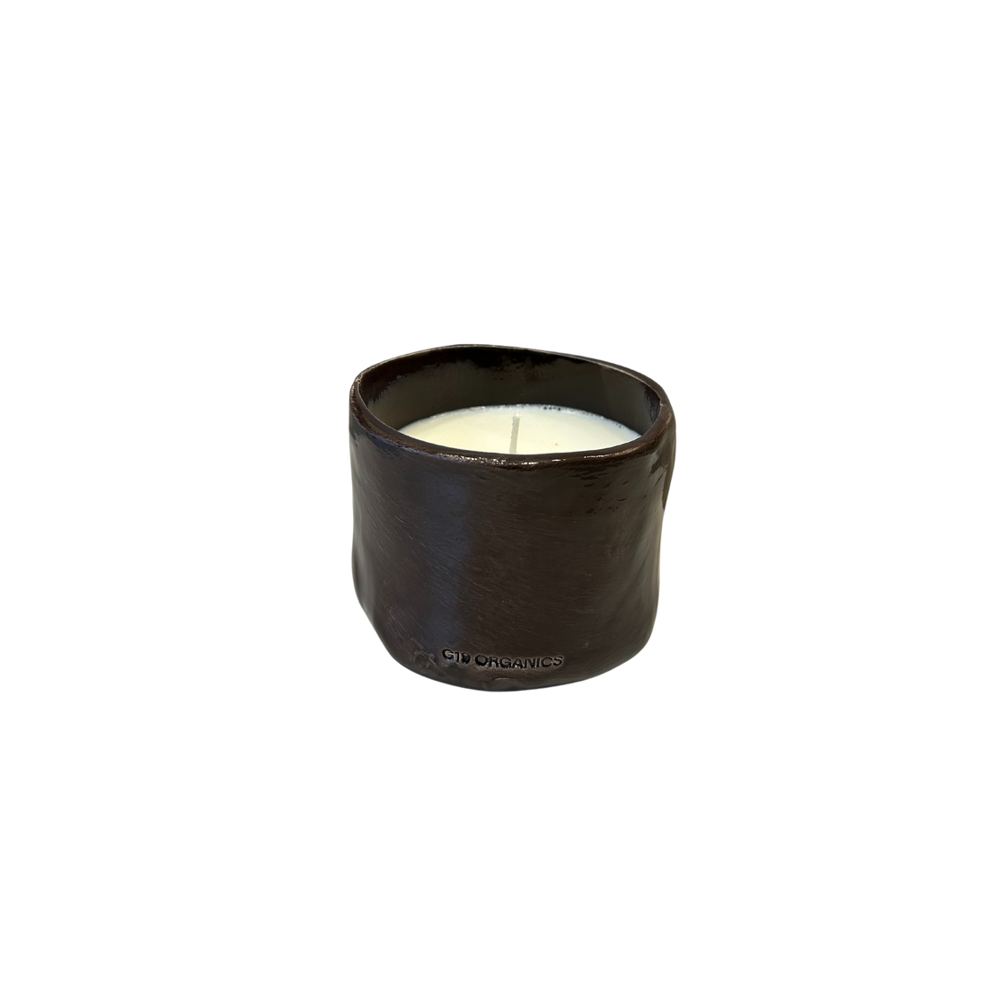 Ceramic Candle Brown Glass