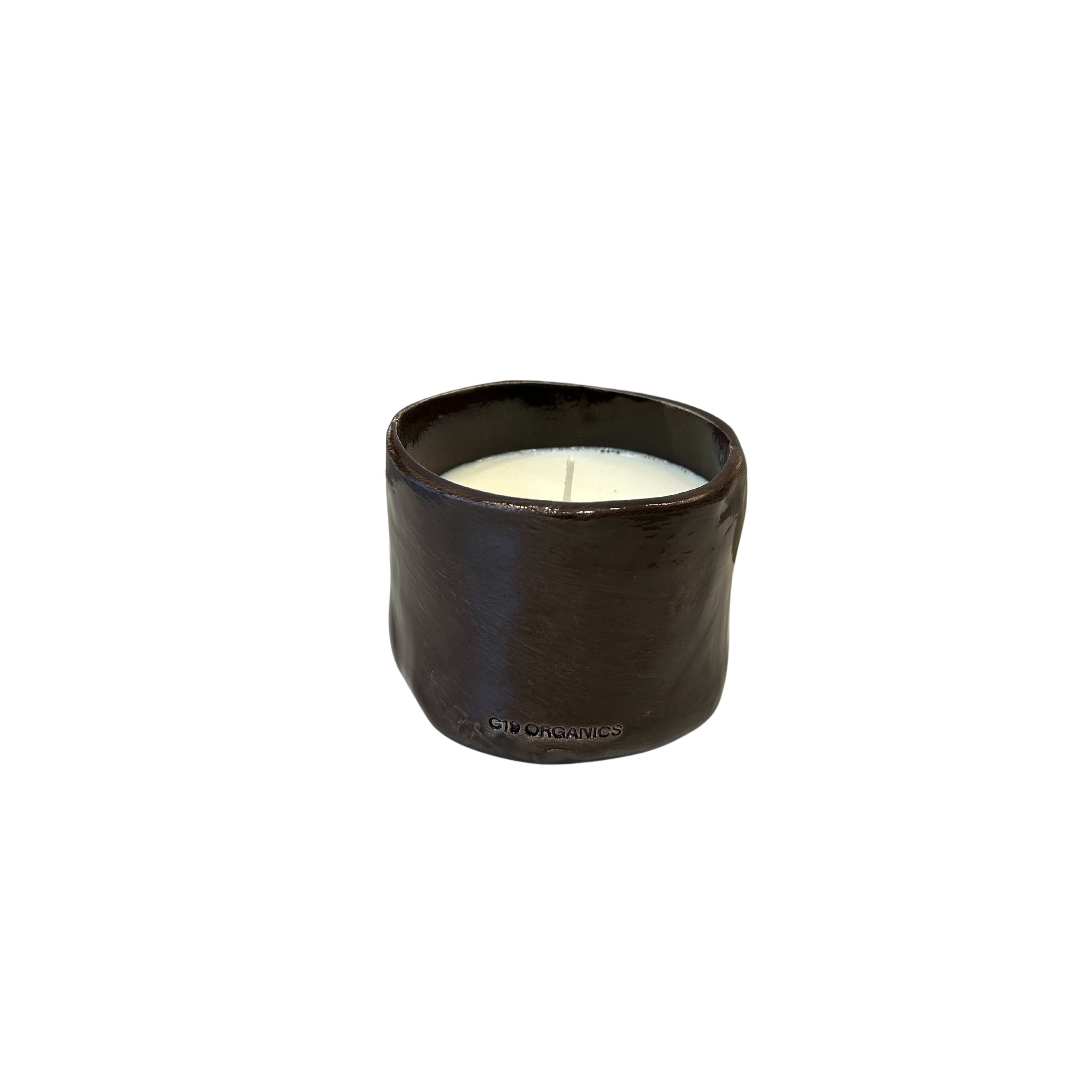 Ceramic Candle Brown Glass