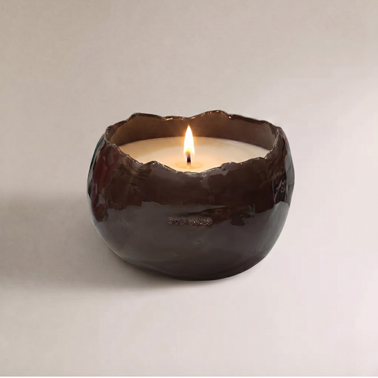 Vela Cerámica Huevo Marrón Oscuro