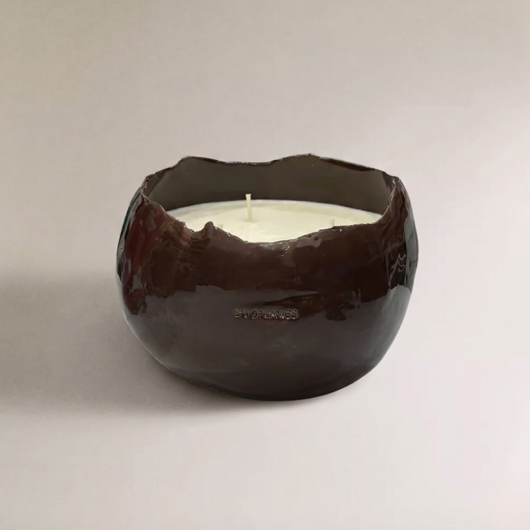 Ceramic Candle Medium Egg Green Landa