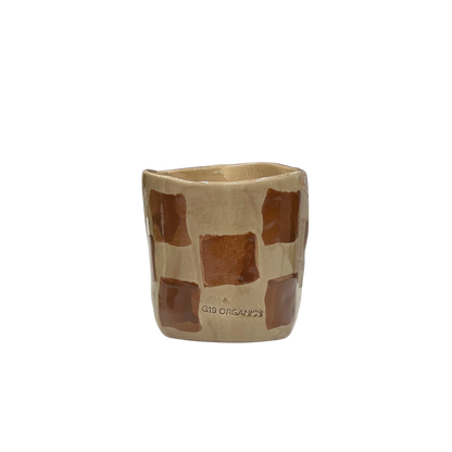 Vela Cerámica Vaso Cuadros Marrones