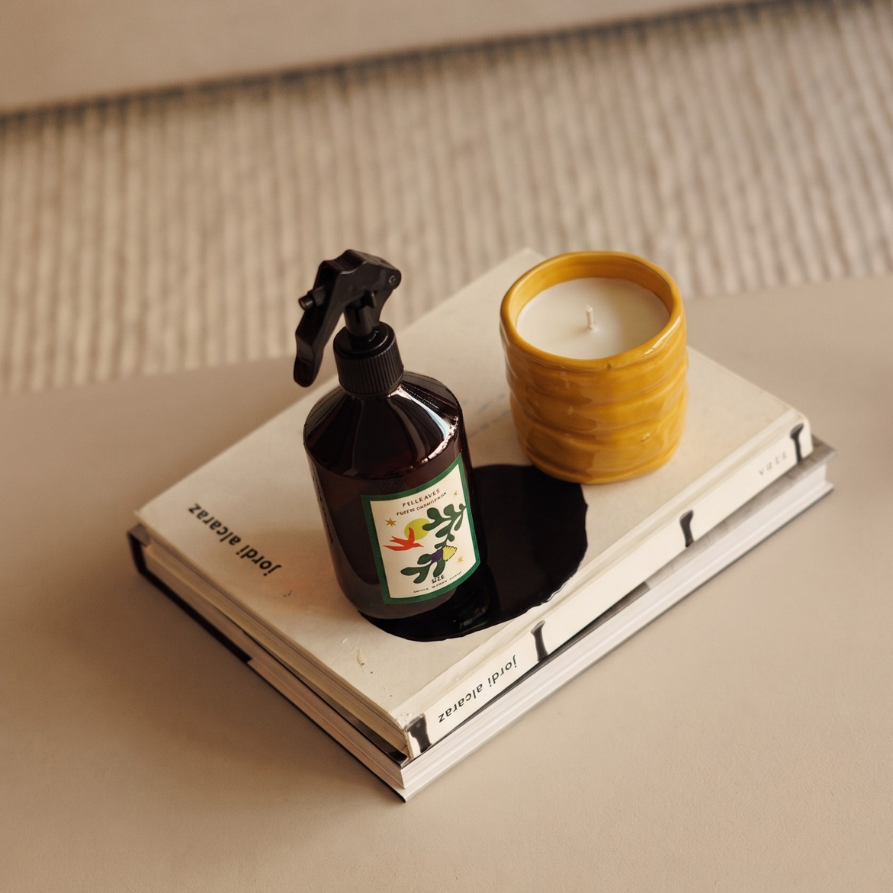 Ceramic Candle Glass Mustard