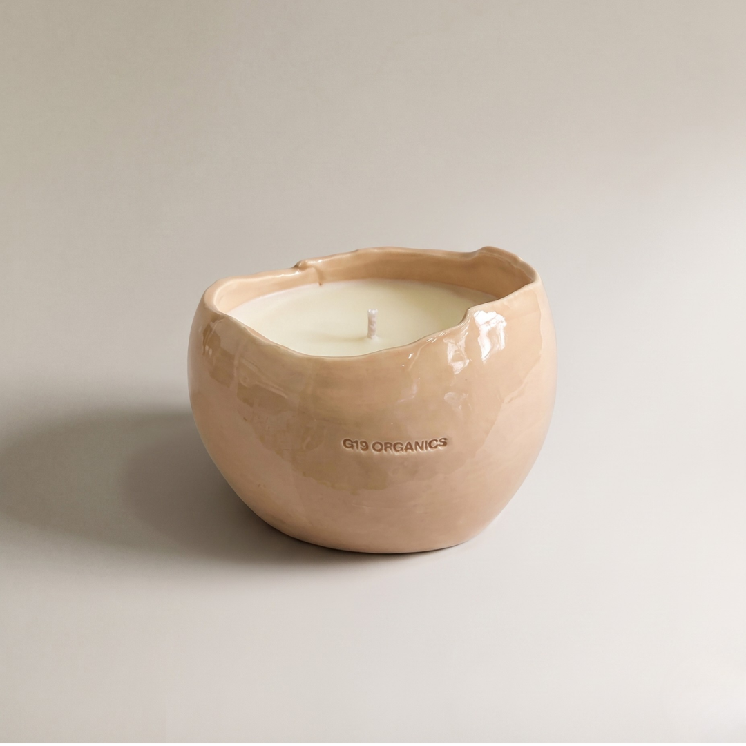 Large Pink Red Egg Ceramic Candle