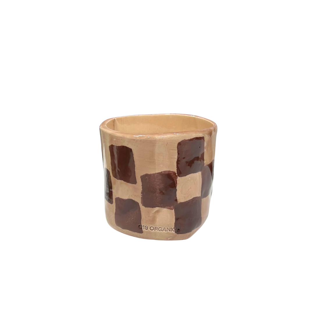 Vela Cerámica Vaso Cuadros Nude-Burdeos