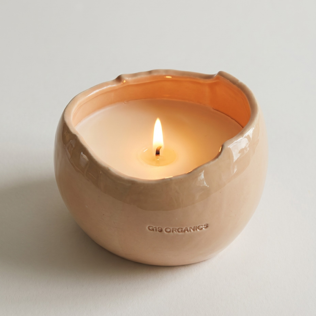Large Pink Red Egg Ceramic Candle
