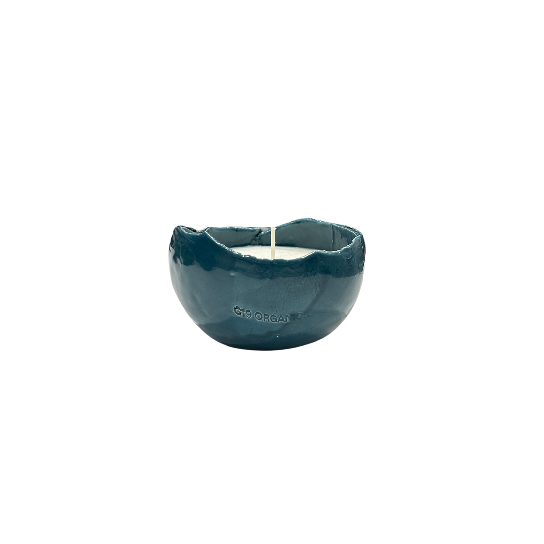 Small Turquoise Egg Ceramic Candle