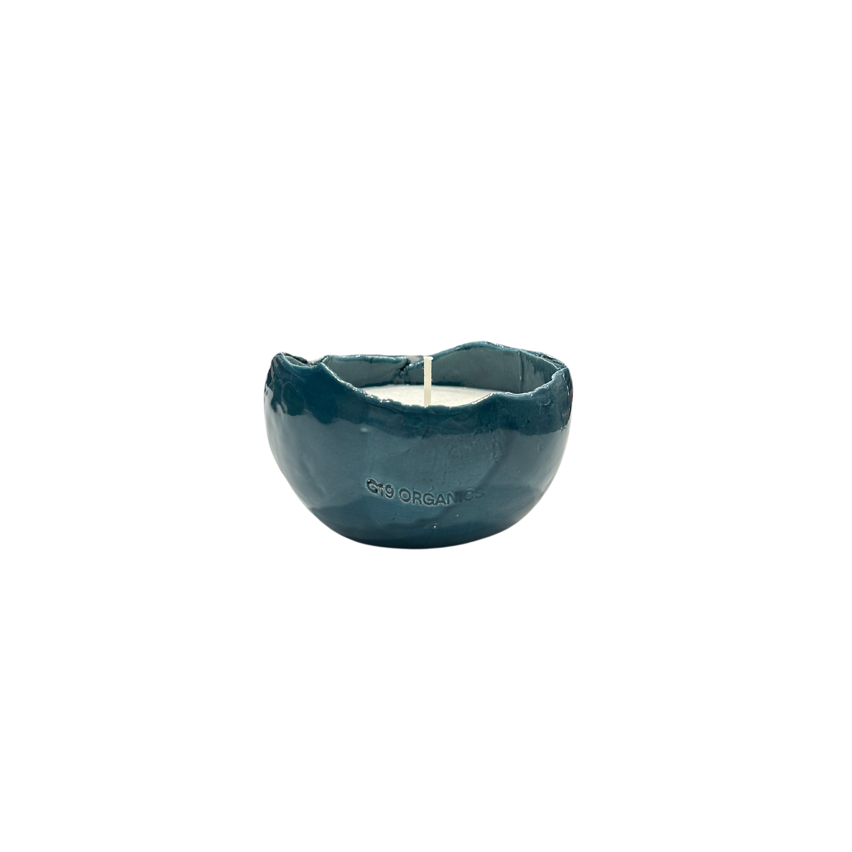 Small Turquoise Egg Ceramic Candle