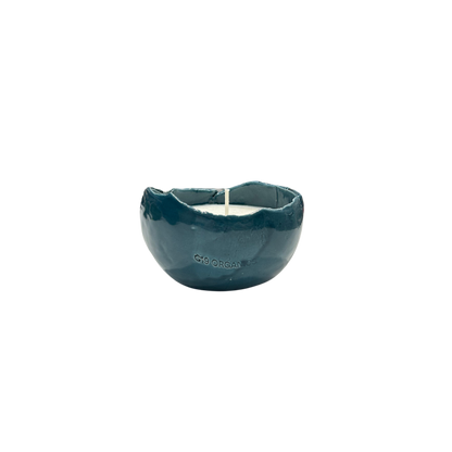 Small Turquoise Egg Ceramic Candle