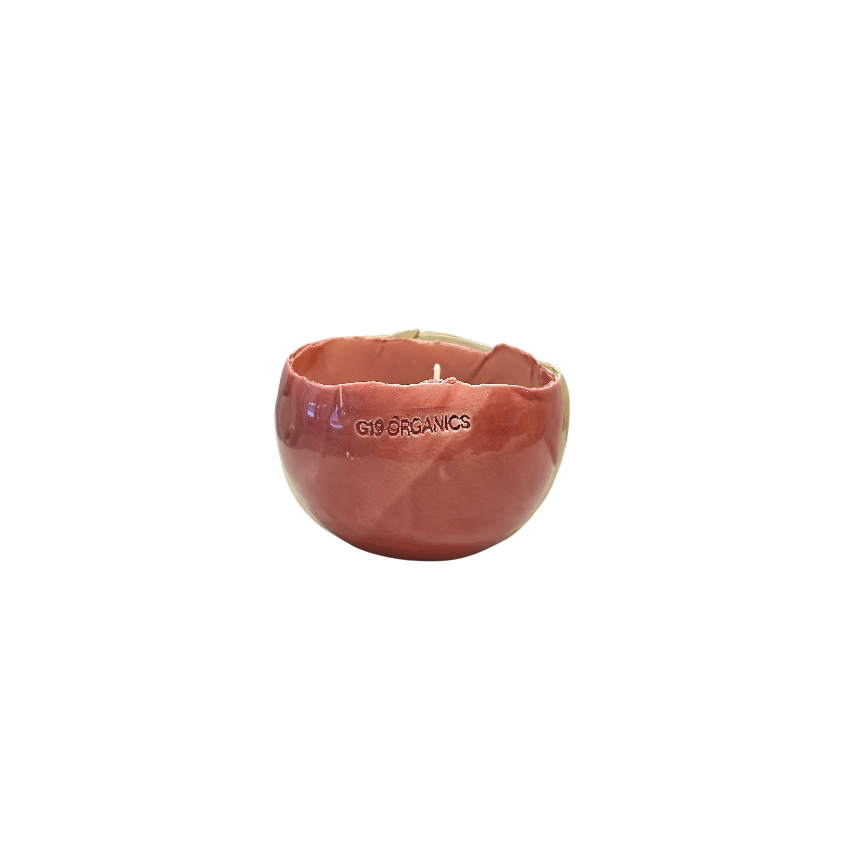 Small Pink Red Egg Ceramic Candle