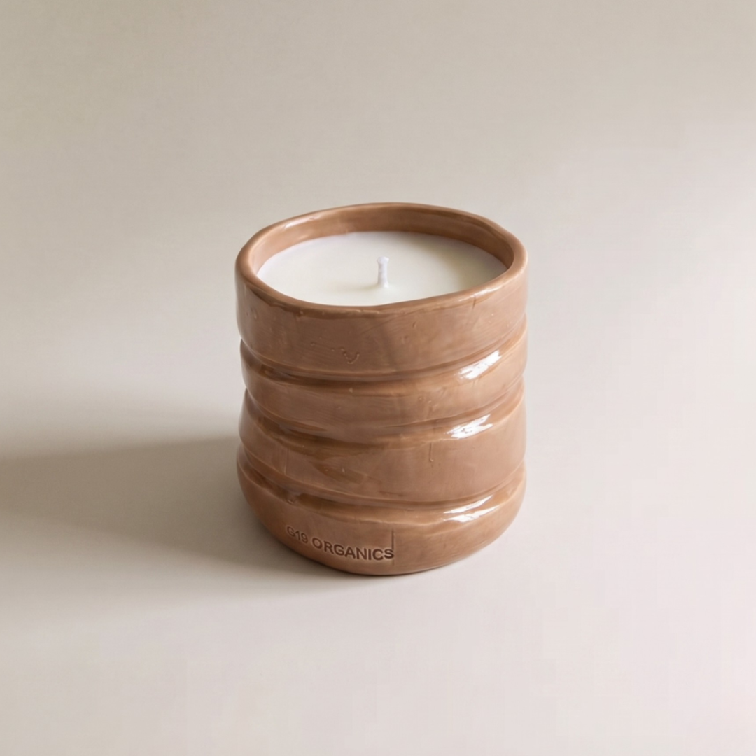 Ceramic Candle Glass Mustard