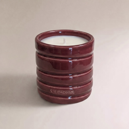 Vela Cerámica Vaso Relieve Granate