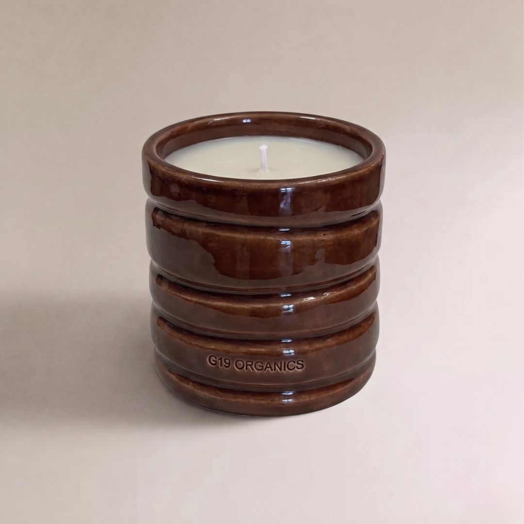 Vela Cerámica Vaso Relieve Marrón