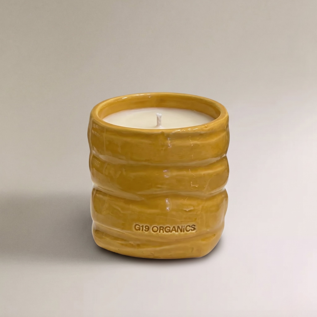 Ceramic Candle Glass Mustard
