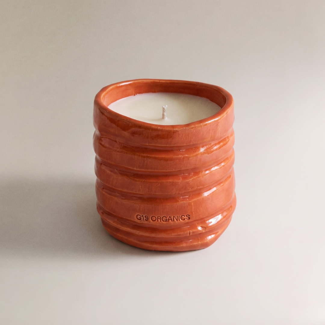 Vela Cerámica Vaso Relieve Teja