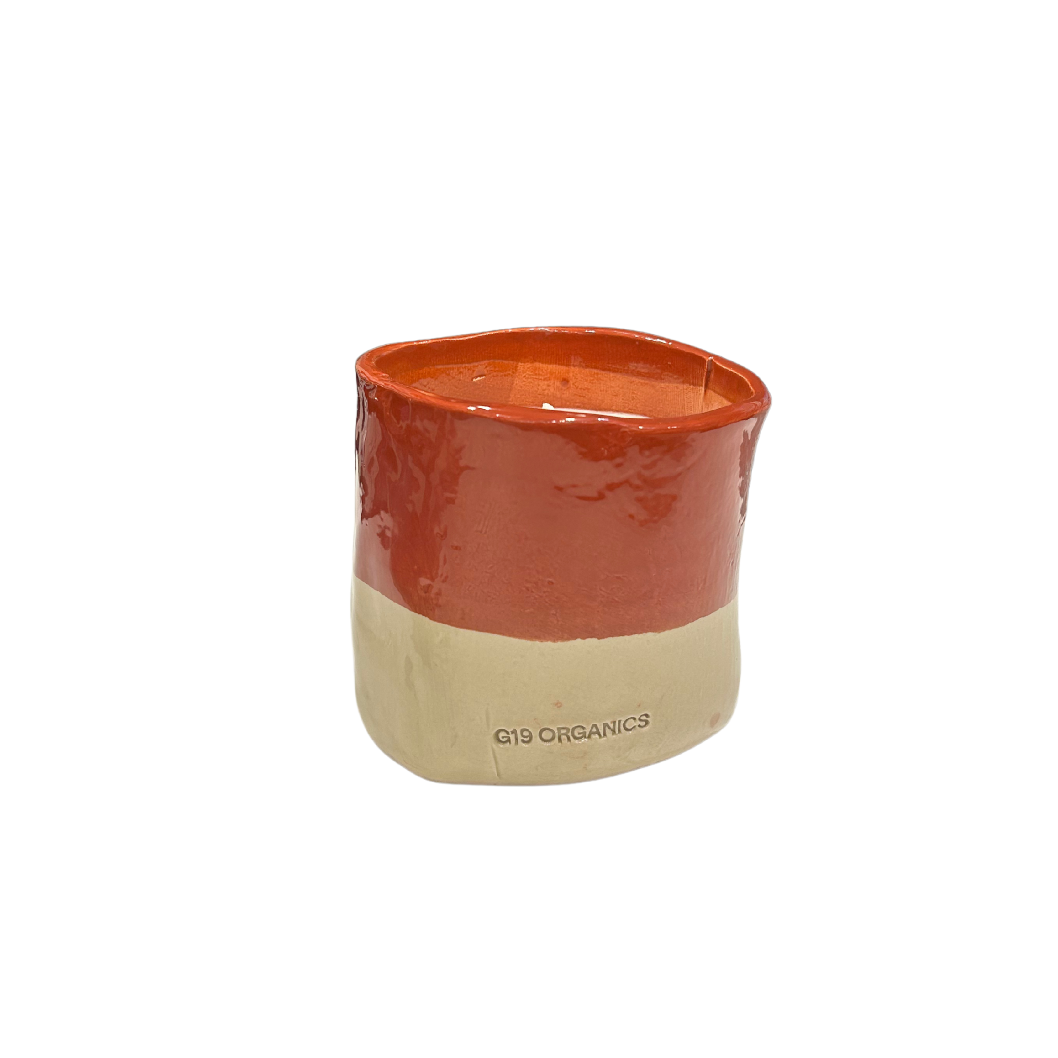 Vela Cerámica Vaso Bicolor Teja-Beige