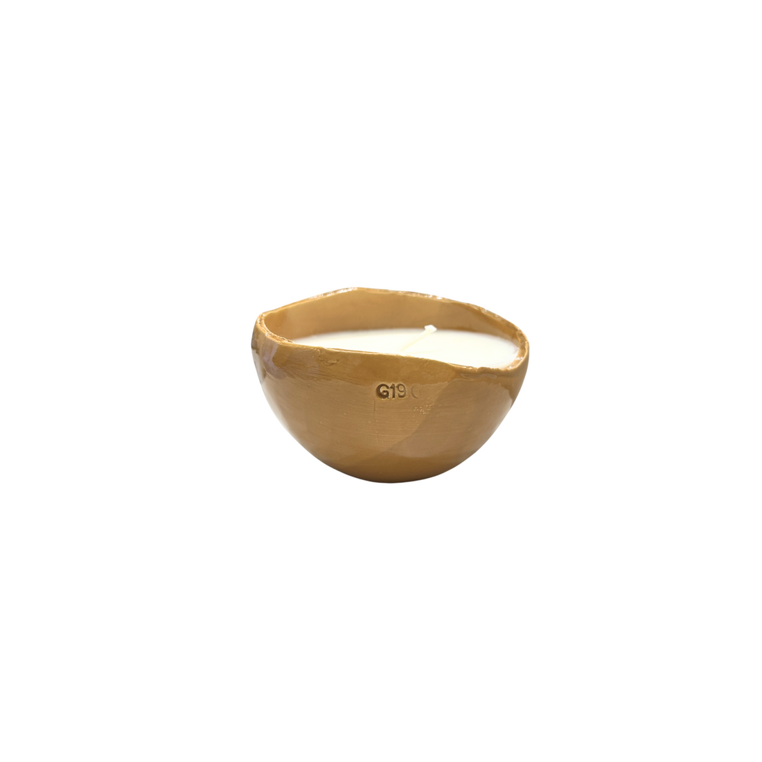 Small Egg Ceramic Candle Mustard