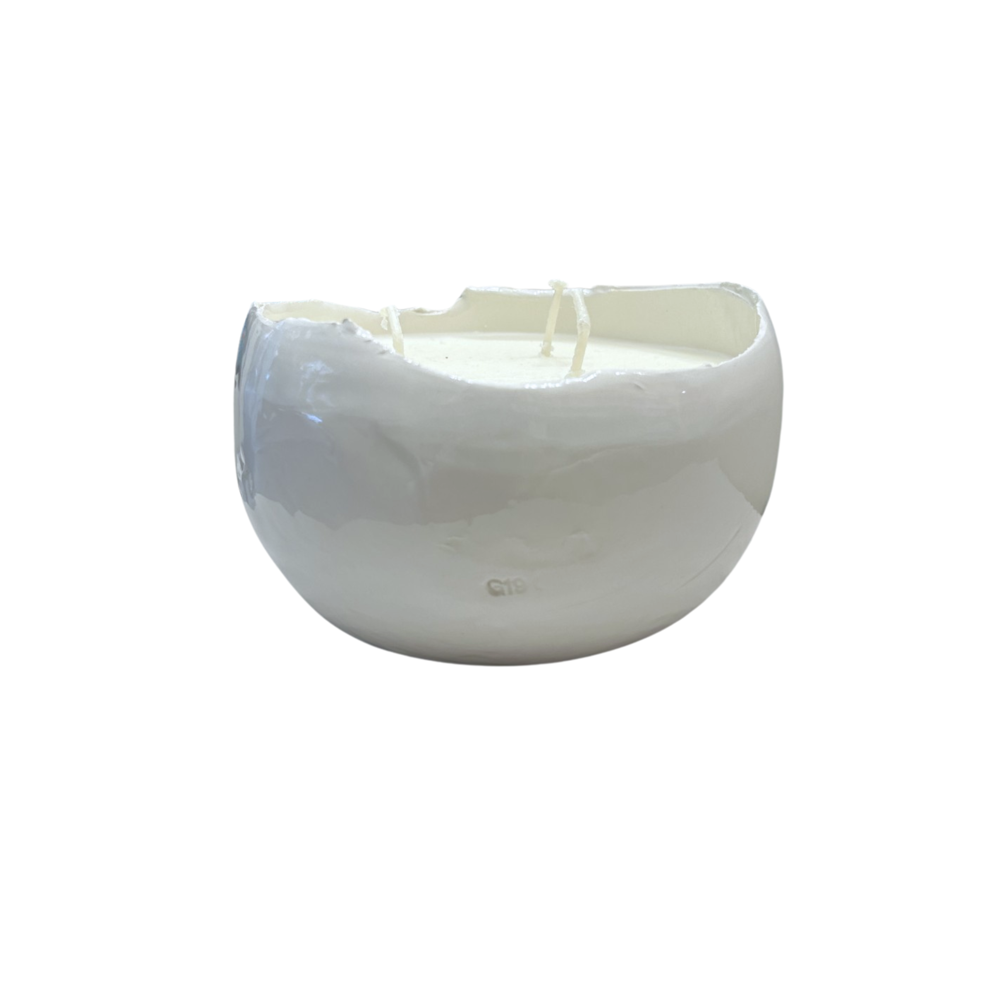 Large White Egg Ceramic Candle