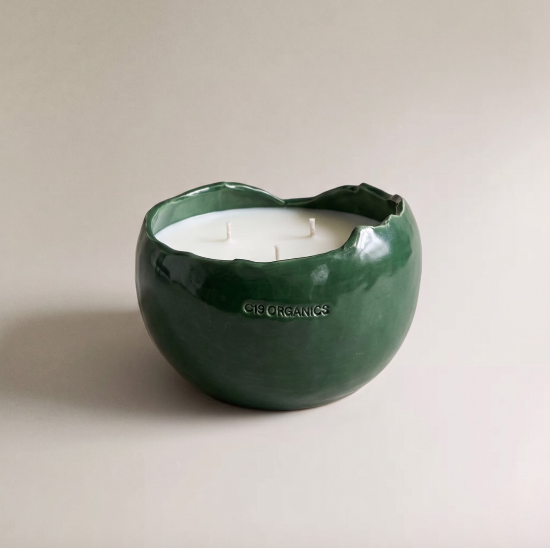 Vela Cerámica Huevo Verde Oscuro