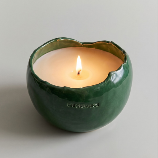 Vela Cerámica Huevo Verde Oscuro
